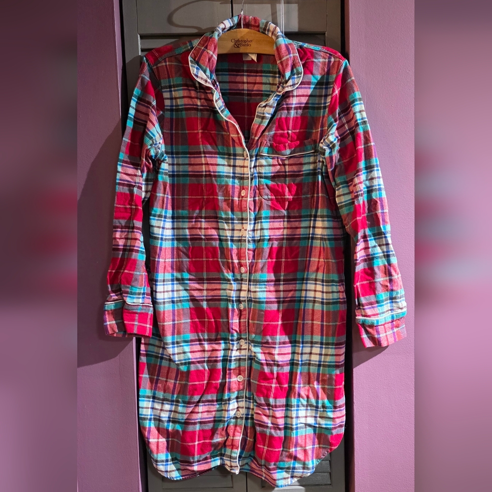 Lands' End Red and Blue Plaid Shirt